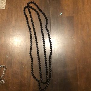 Long Black Bead Necklace